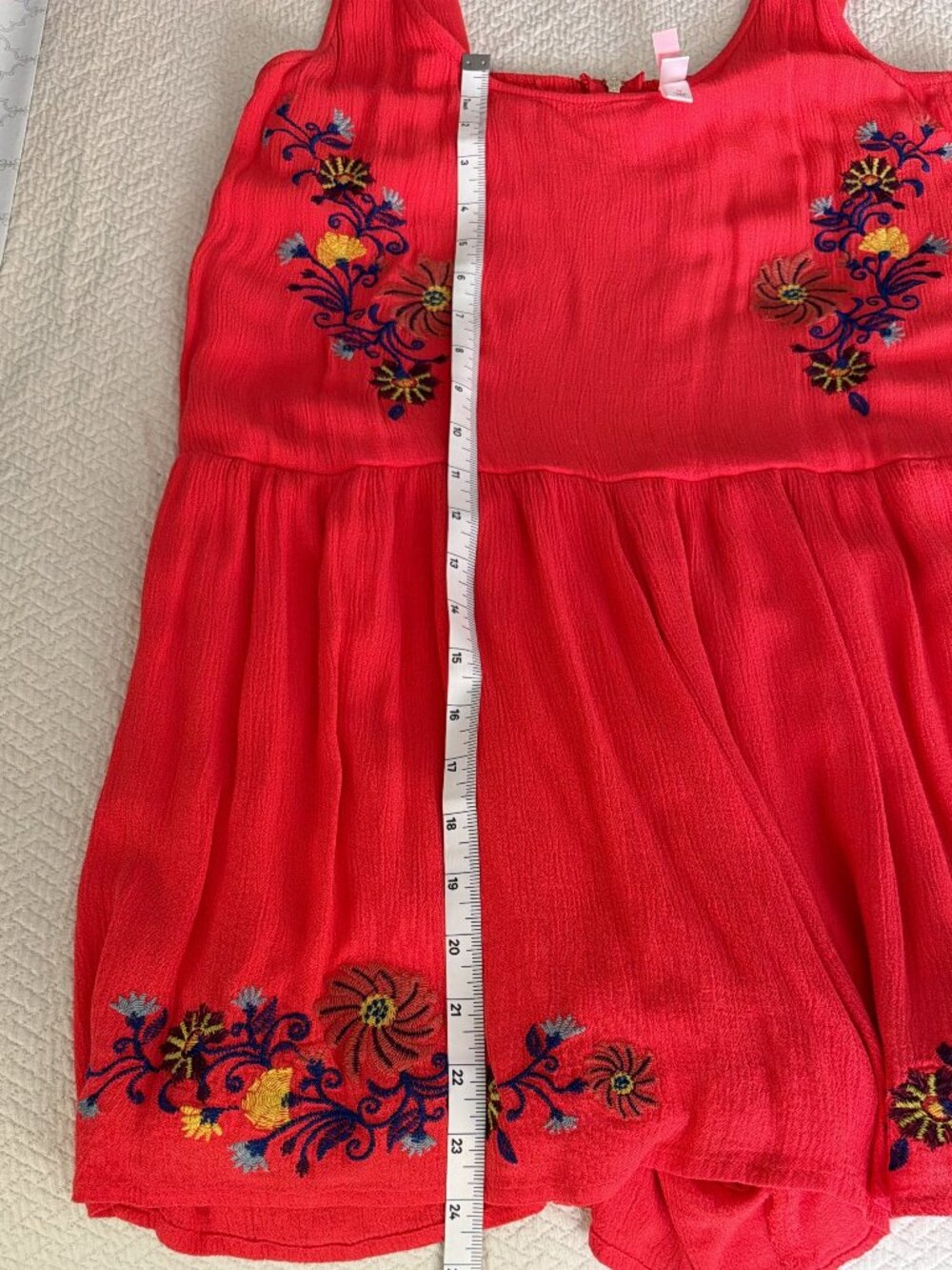 Xhilaration Red Embroidered Floral Romper – Size Medium